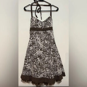 Speechless vintage flare brown/white dress.  Cotton. Size 7